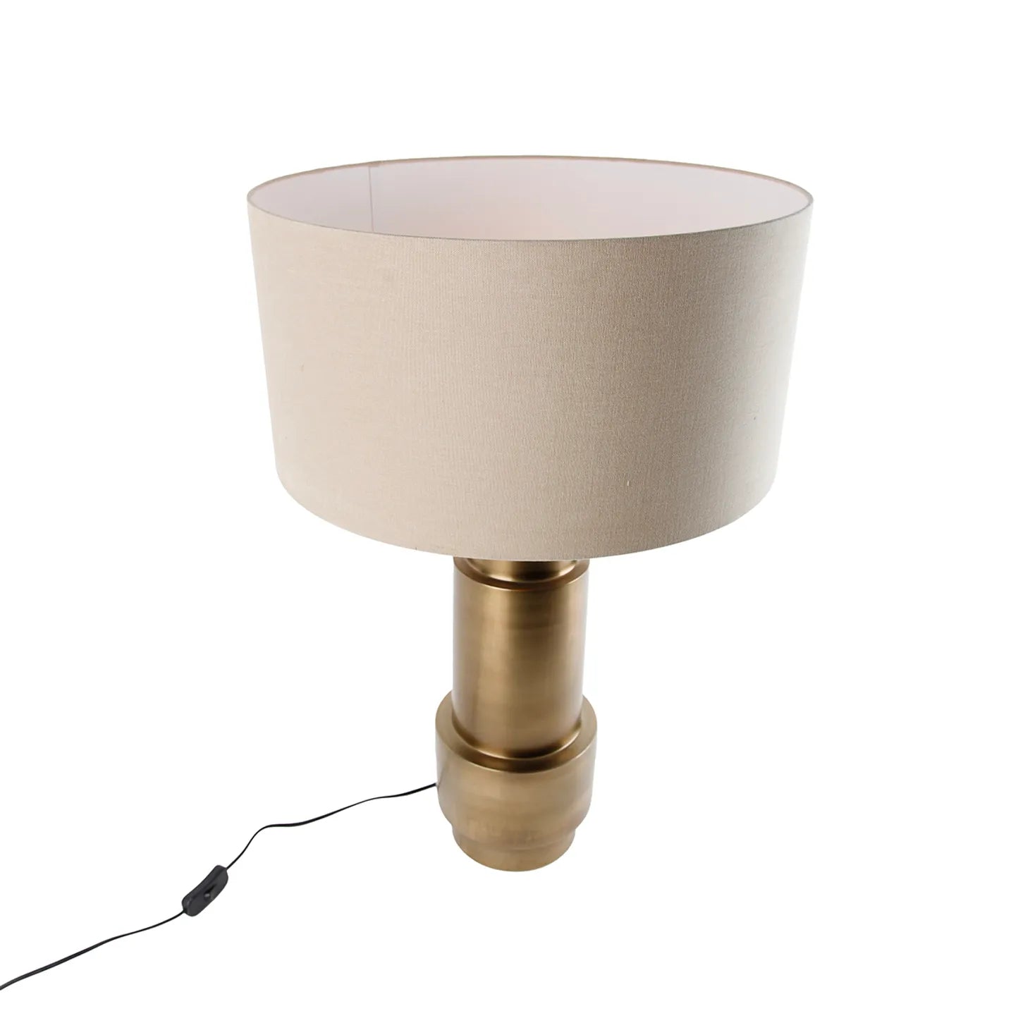 Tischlampe Bronze mit Stoffschirm in Hellbraun- Bruut