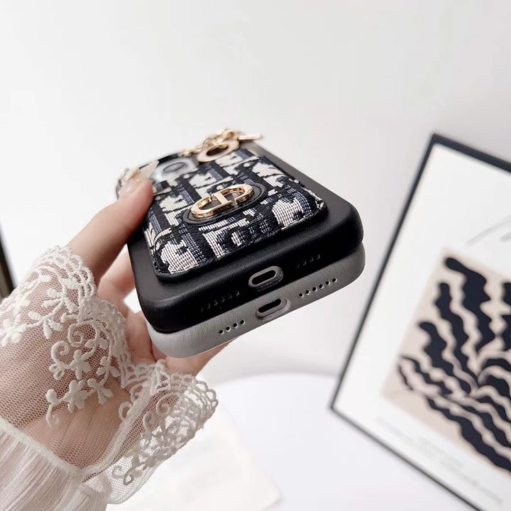 Luxury iPhone Case with Pocket Card Holder & Chain