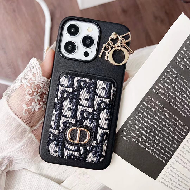 Luxury iPhone Case with Pocket Card Holder & Chain