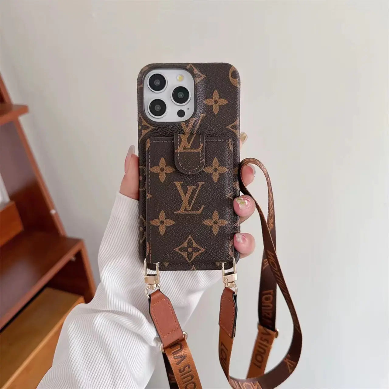 luxury iPhone Case Card Holder Detachable Lanyard