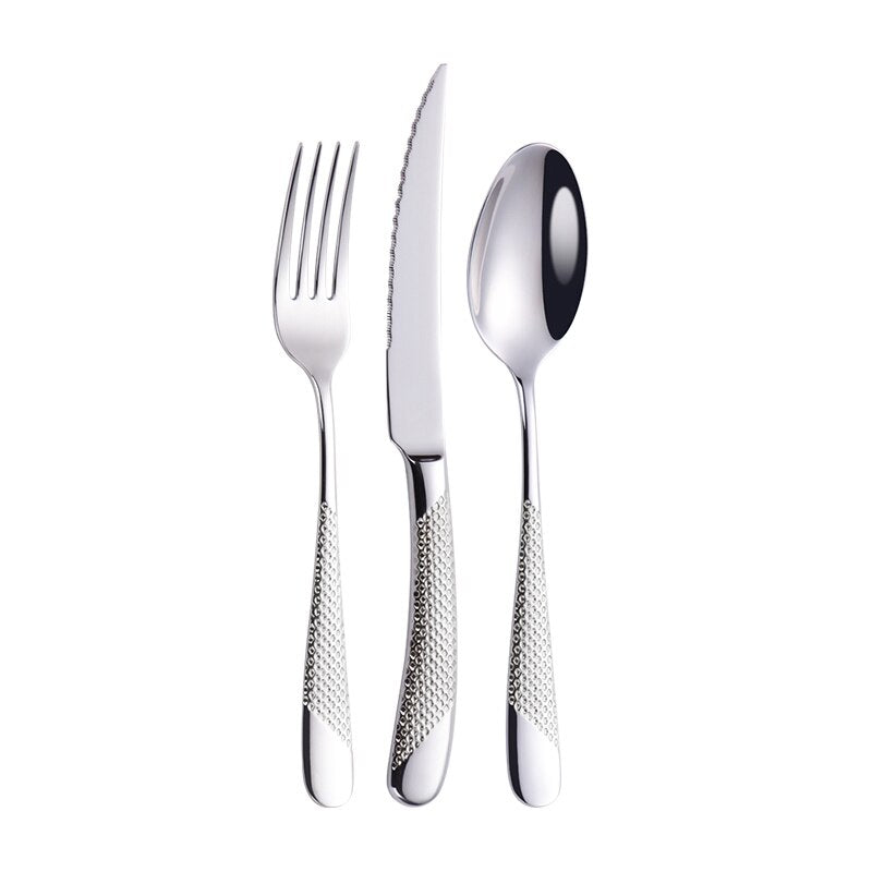 Moderne Silberbesteck-Set mit Strukturgriffen