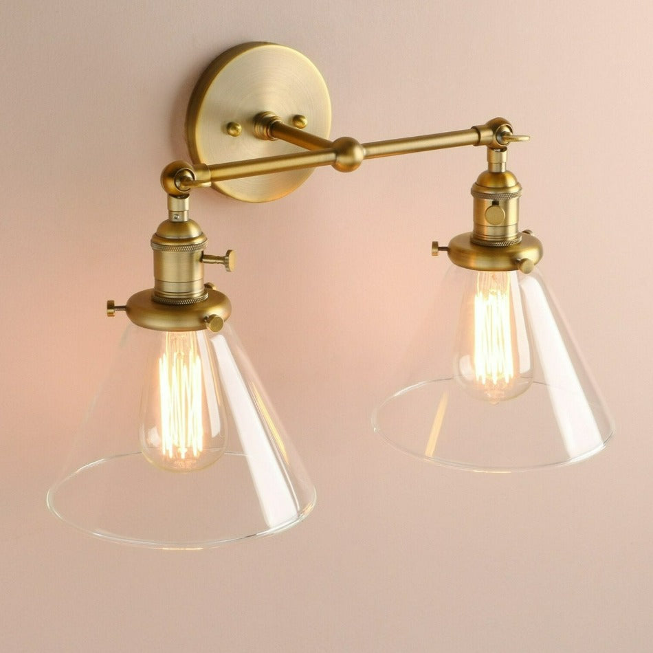 Zwei-Birnen Franklin Vintage-Wandlampe