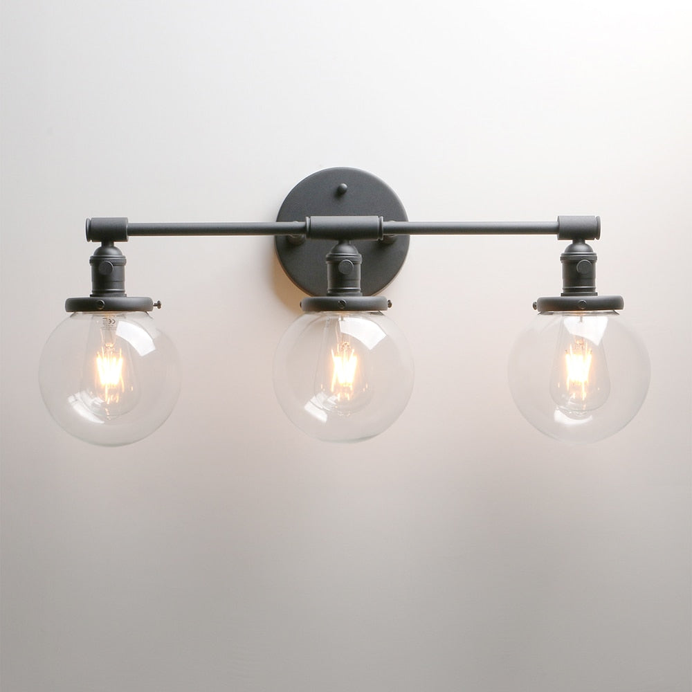 Drei-Birnen Deacon Glas-Globus Wandleuchte