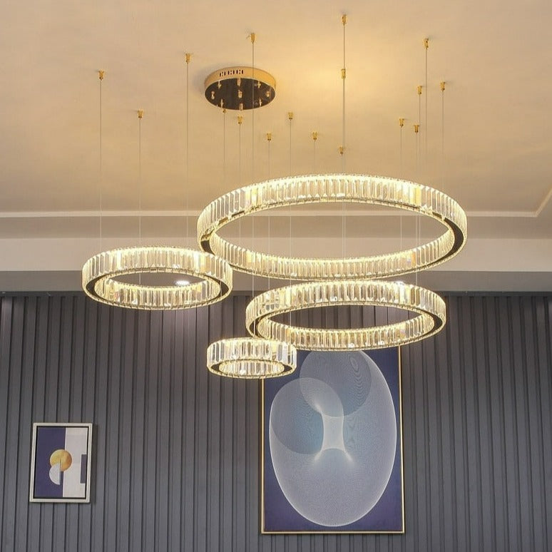 Justine - Moderne Glas-Kristall-Ring-Kronleuchter