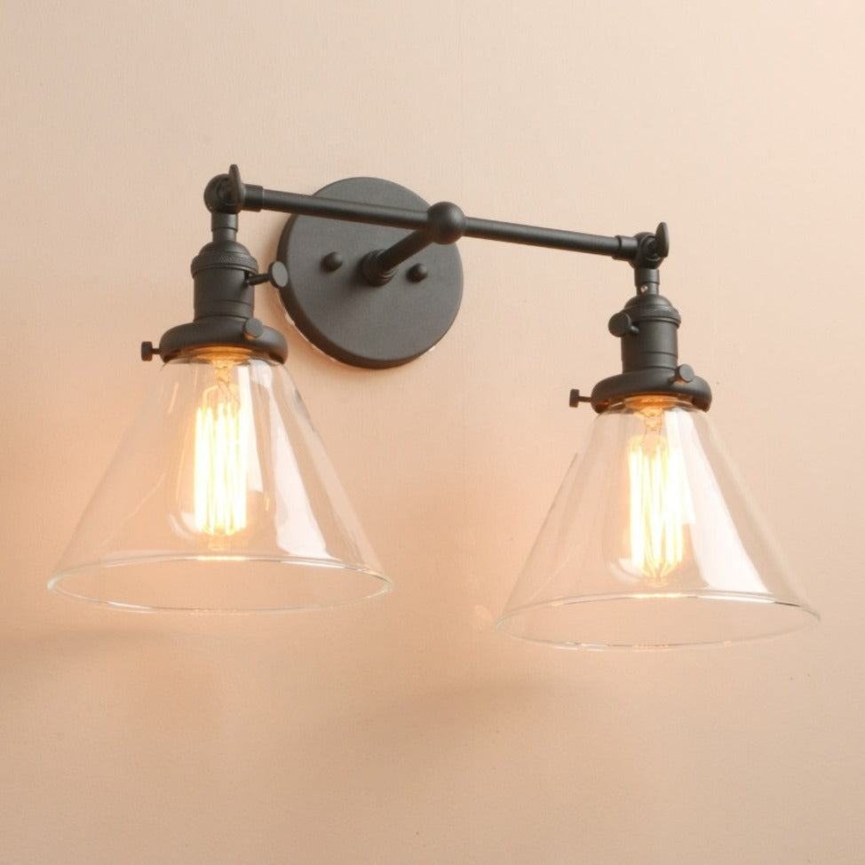 Zwei-Birnen Franklin Vintage-Wandlampe