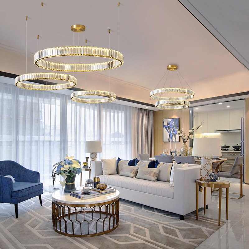 Justine - Moderne Glas-Kristall-Ring-Kronleuchter