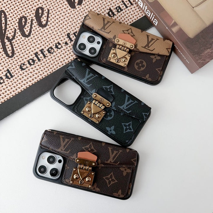 LUXURY LOCK CARD BAG CROSSBODY CHAIN IPHONE CASE