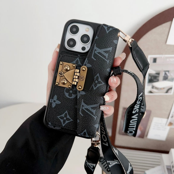 LUXURY LOCK CARD BAG CROSSBODY CHAIN IPHONE CASE