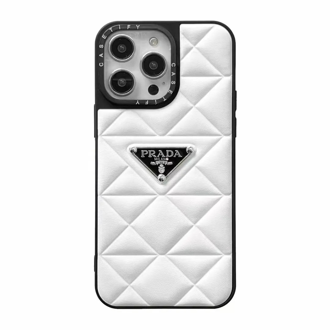 PD Diamond Goose Down Metal Triangle Label iPhone Case