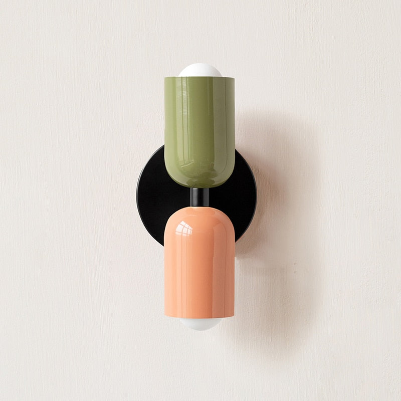 Bunte Minimalistische Zwei-Birnen-Wandlampe
