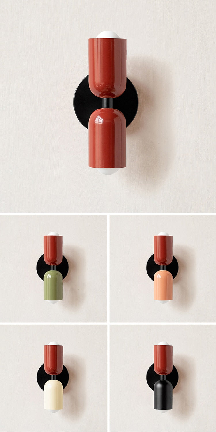 Bunte Minimalistische Zwei-Birnen-Wandlampe