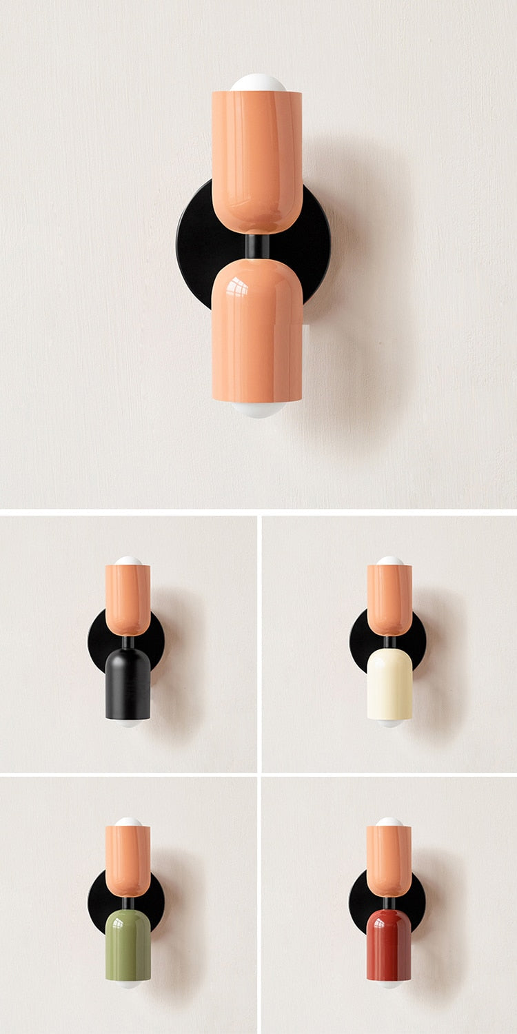 Bunte Minimalistische Zwei-Birnen-Wandlampe