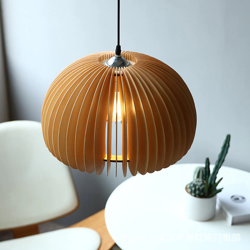 Handgefertigte Japanische Holz Pendelleuchte
