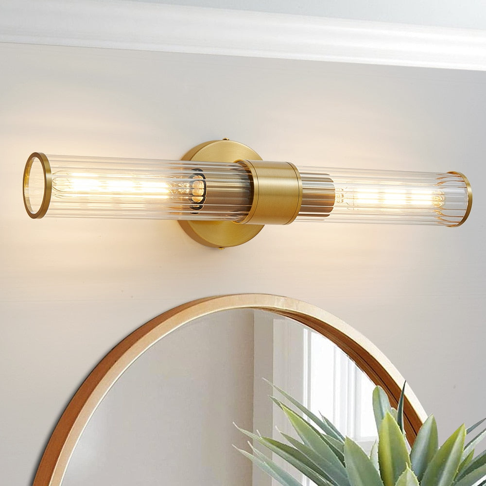 Zwei-Glühbirnen Wellen-Glas Wand-/Vanity Sconce