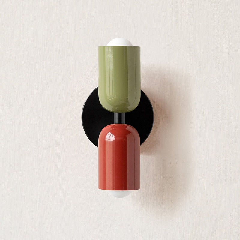 Bunte Minimalistische Zwei-Birnen-Wandlampe