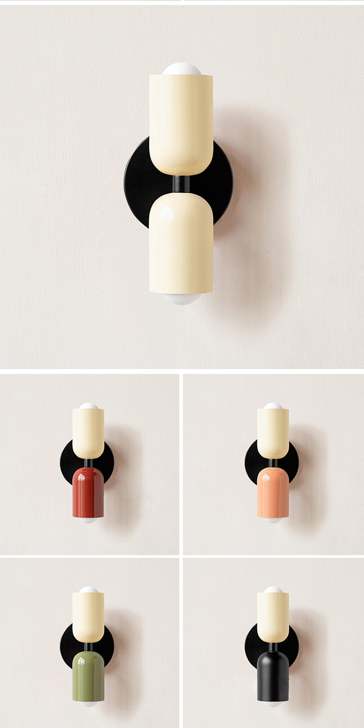 Bunte Minimalistische Zwei-Birnen-Wandlampe