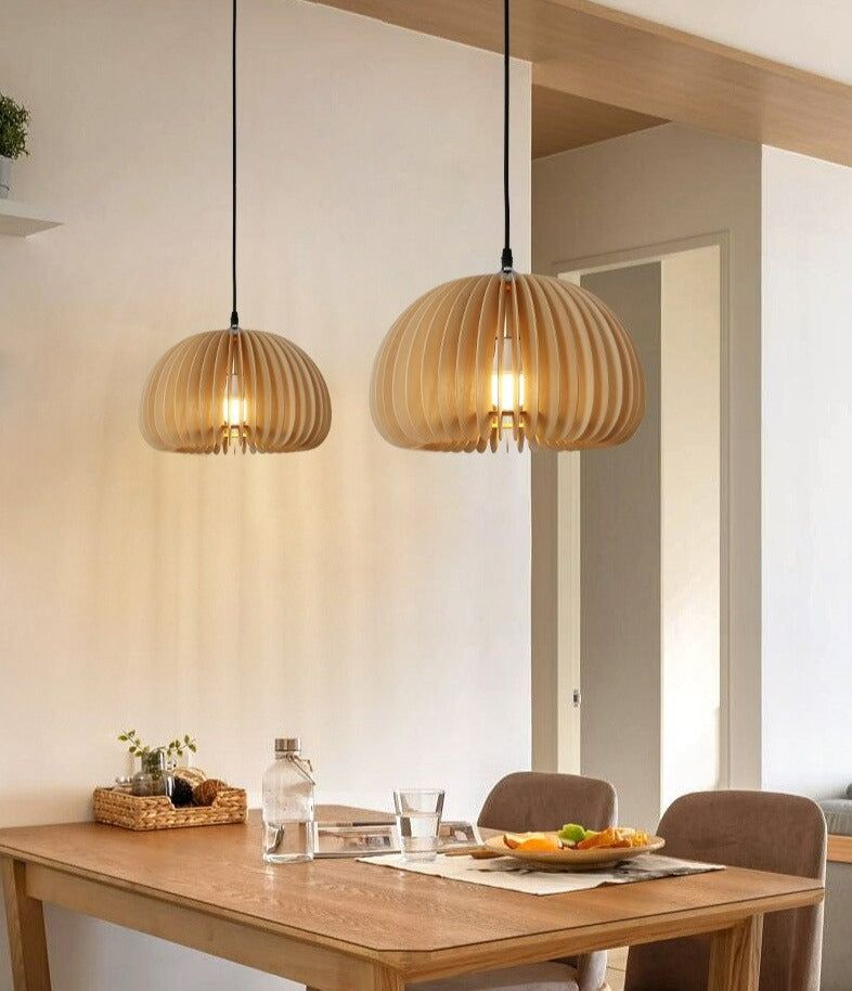 Handgefertigte Japanische Holz Pendelleuchte