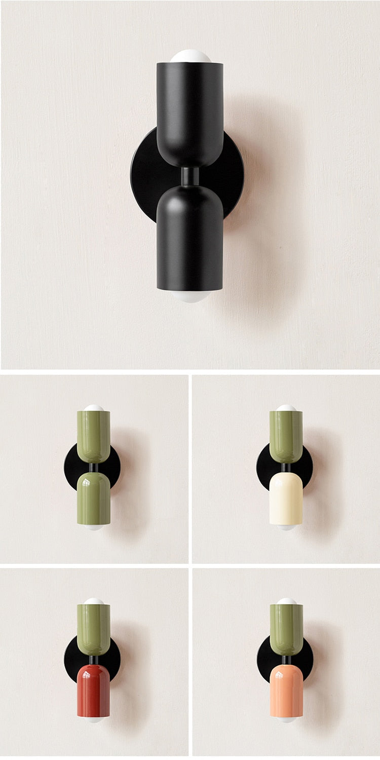 Bunte Minimalistische Zwei-Birnen-Wandlampe