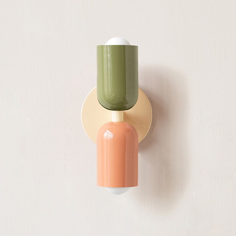 Bunte Minimalistische Zwei-Birnen-Wandlampe