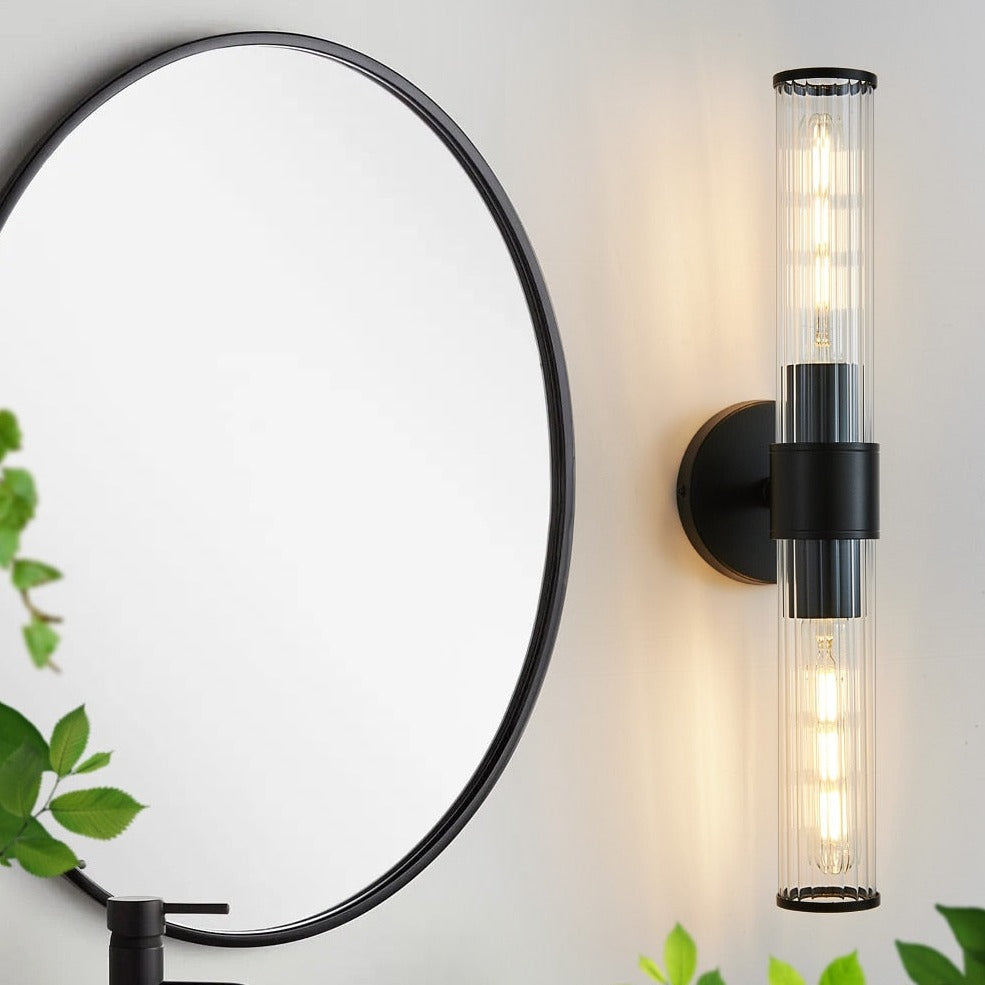 Zwei-Glühbirnen Wellen-Glas Wand-/Vanity Sconce