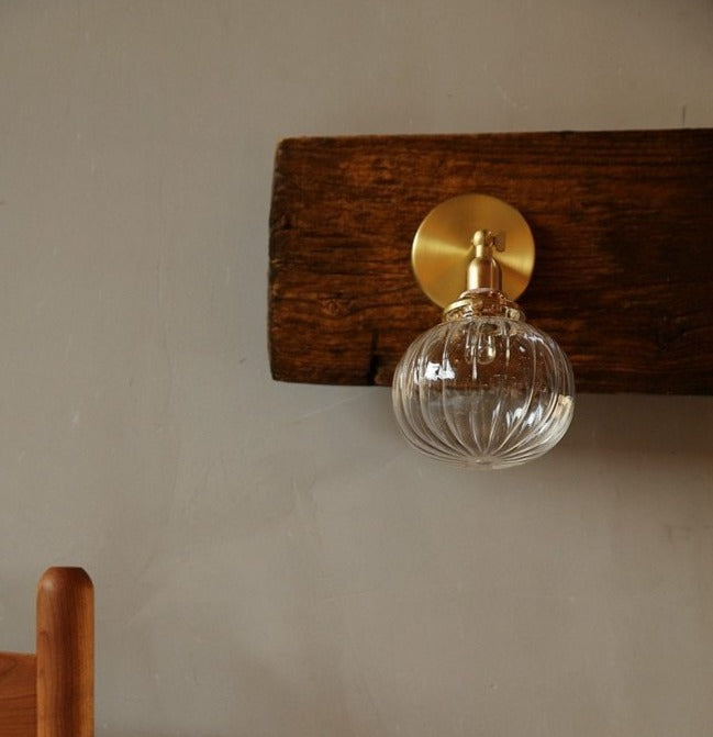 Rustikale japanische Glas-Wandlampe