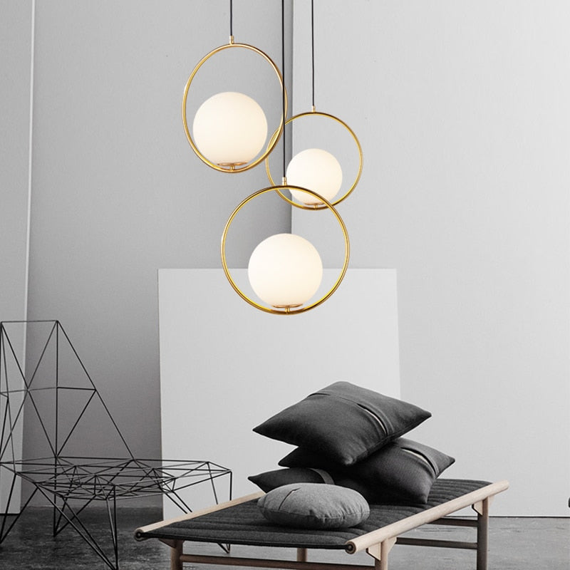 Moderne Frosted Glass Globe Pendelleuchten