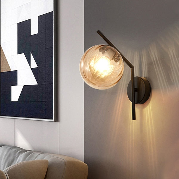 Faulkner - Moderne Glas-Globus Wandleuchte