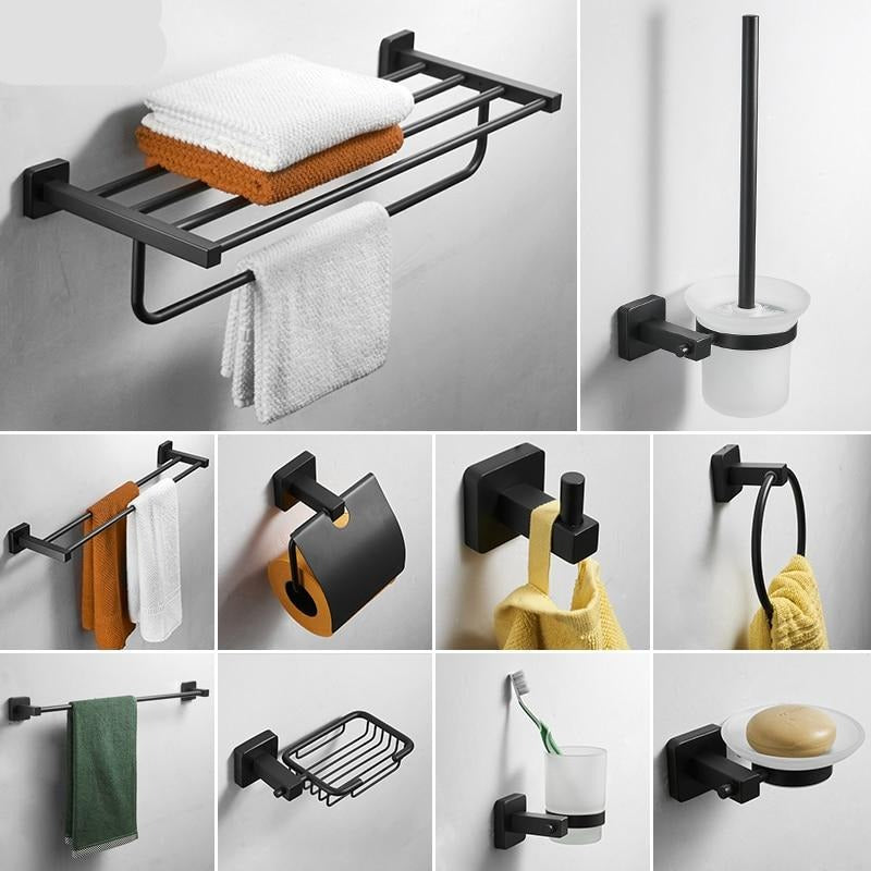Mattschwarzes Edelstahl Badezimmer-Hardware-Set