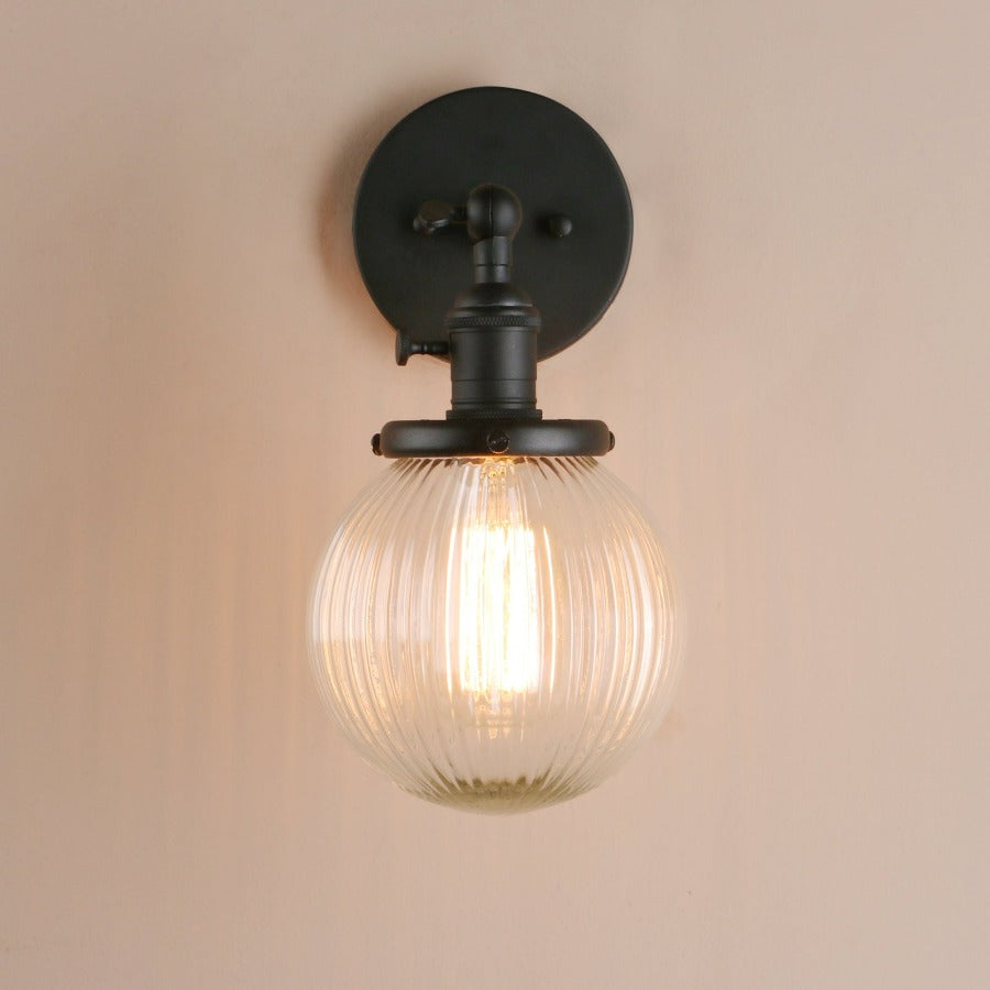 Texturierte Glas-Globus-Wandlampe