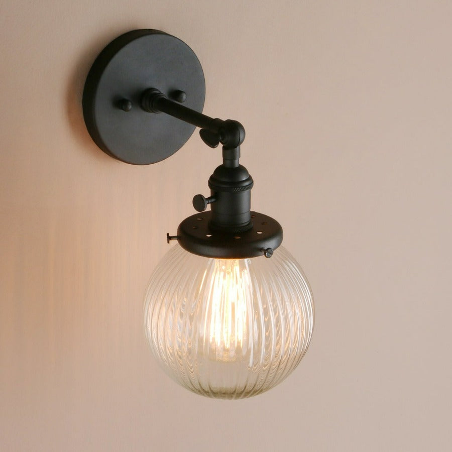 Texturierte Glas-Globus-Wandlampe