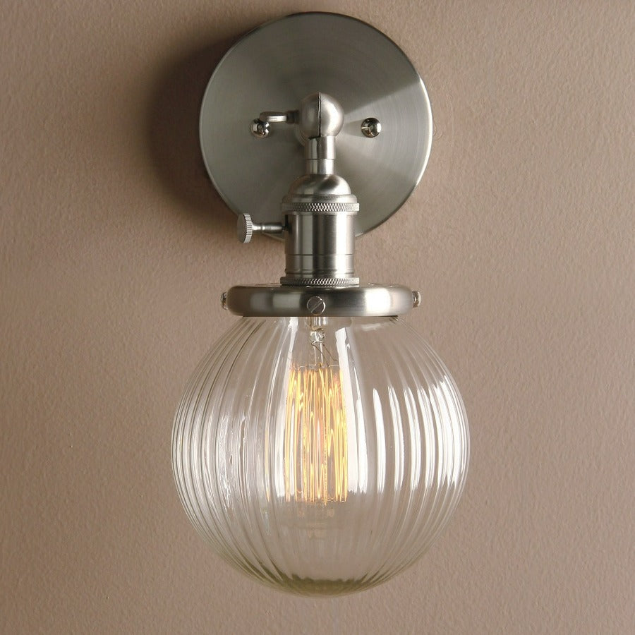 Texturierte Glas-Globus-Wandlampe