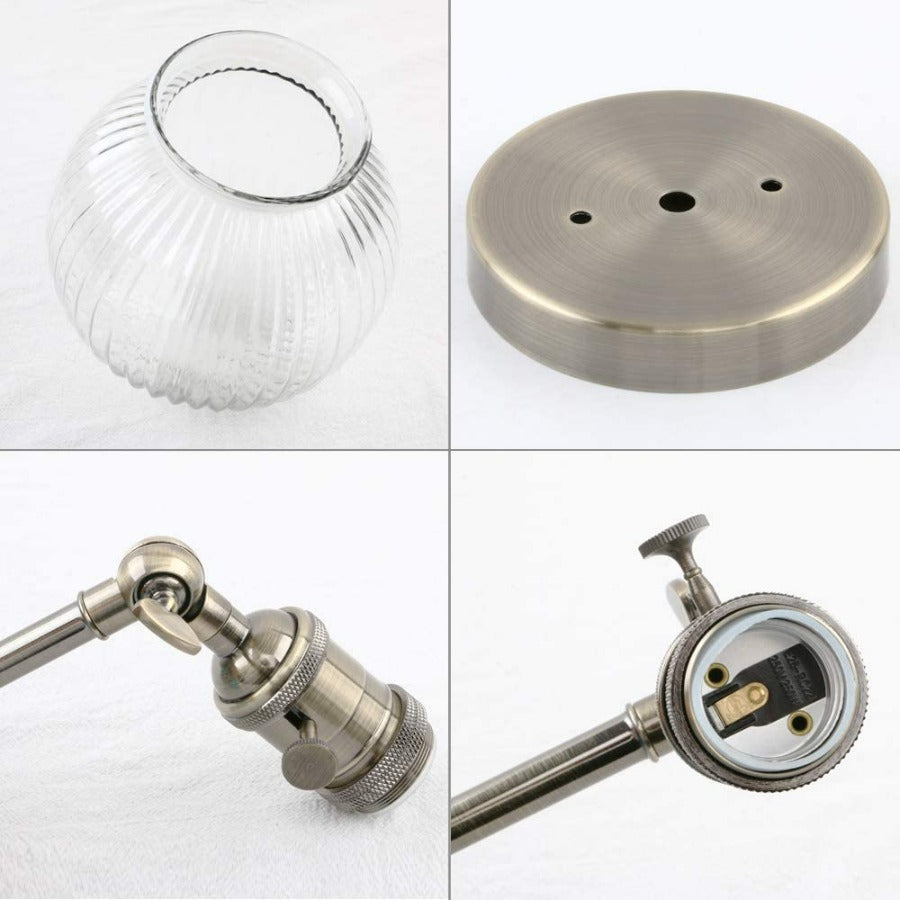 Texturierte Glas-Globus-Wandlampe