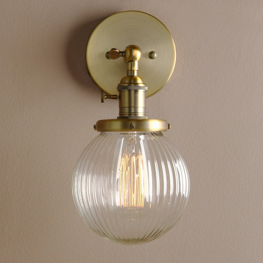 Texturierte Glas-Globus-Wandlampe