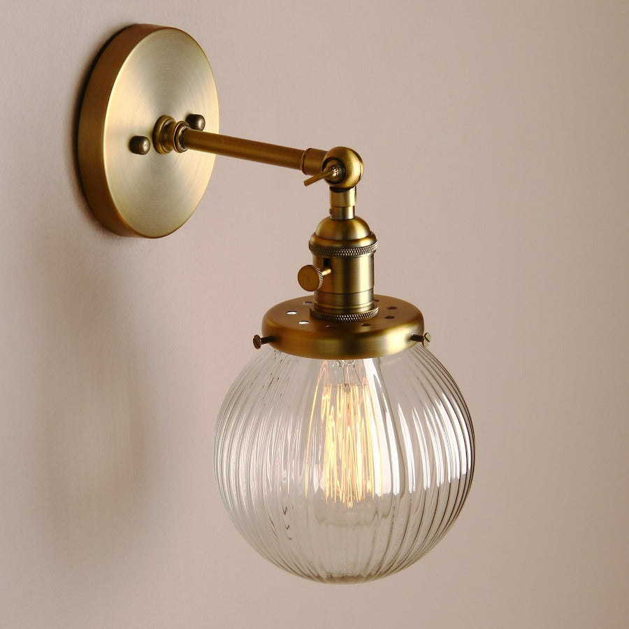 Texturierte Glas-Globus-Wandlampe