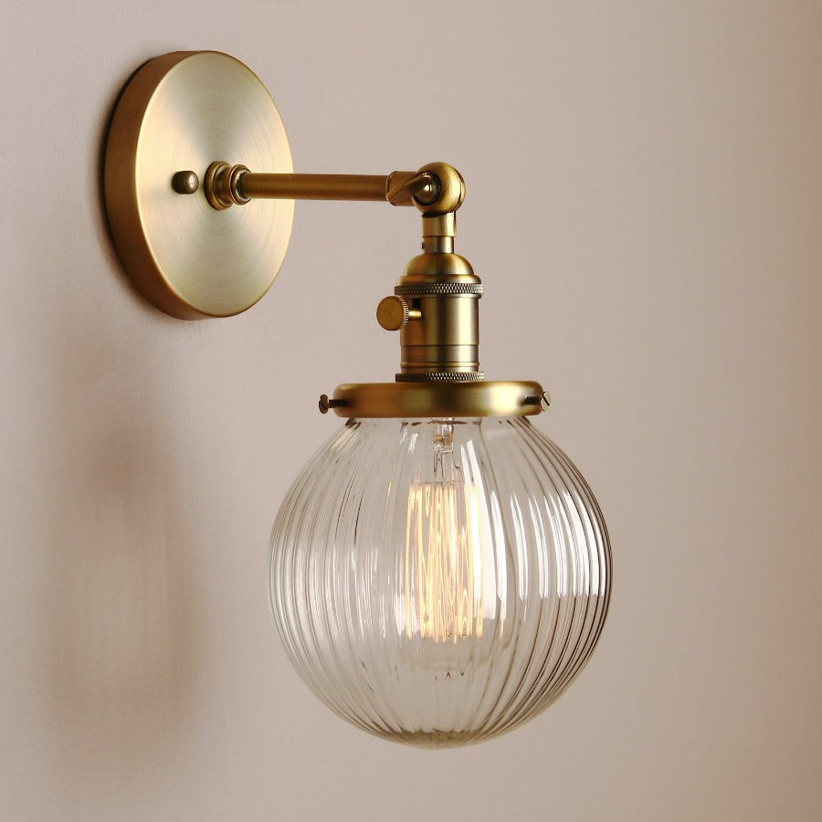 Texturierte Glas-Globus-Wandlampe
