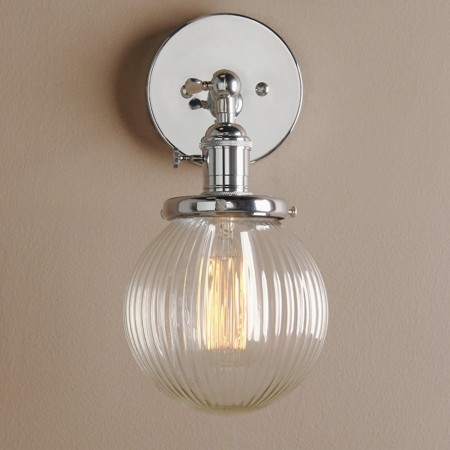 Texturierte Glas-Globus-Wandlampe
