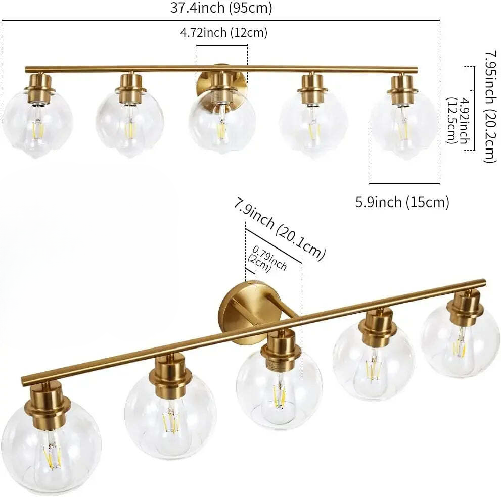 Mehr-Birnen Glas-Globus Waschtischleuchte