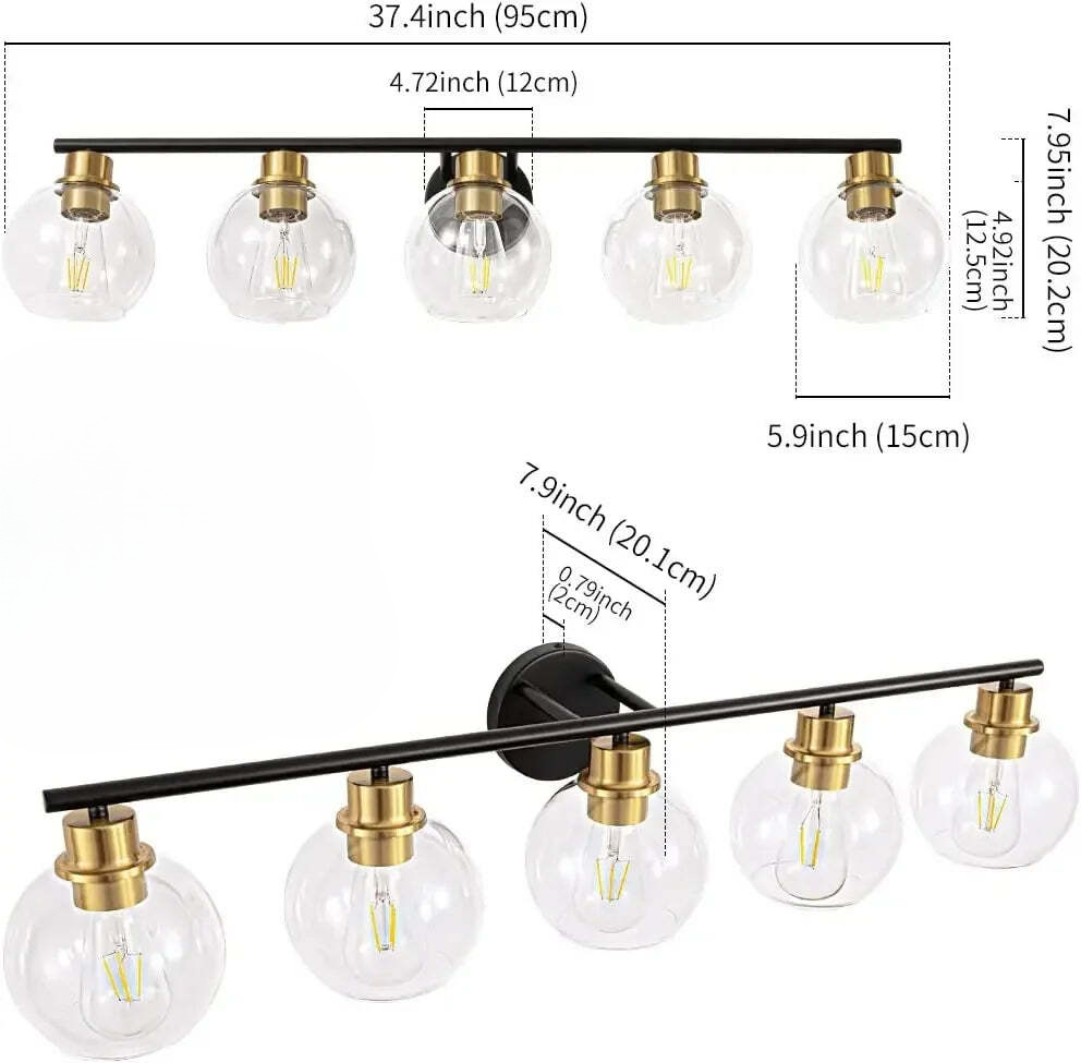 Mehr-Birnen Glas-Globus Waschtischleuchte