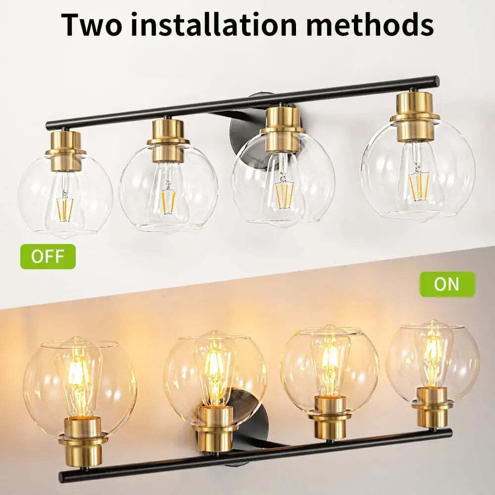 Mehr-Birnen Glas-Globus Waschtischleuchte