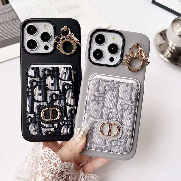 Luxury iPhone Case with Pocket Card Holder & Chain