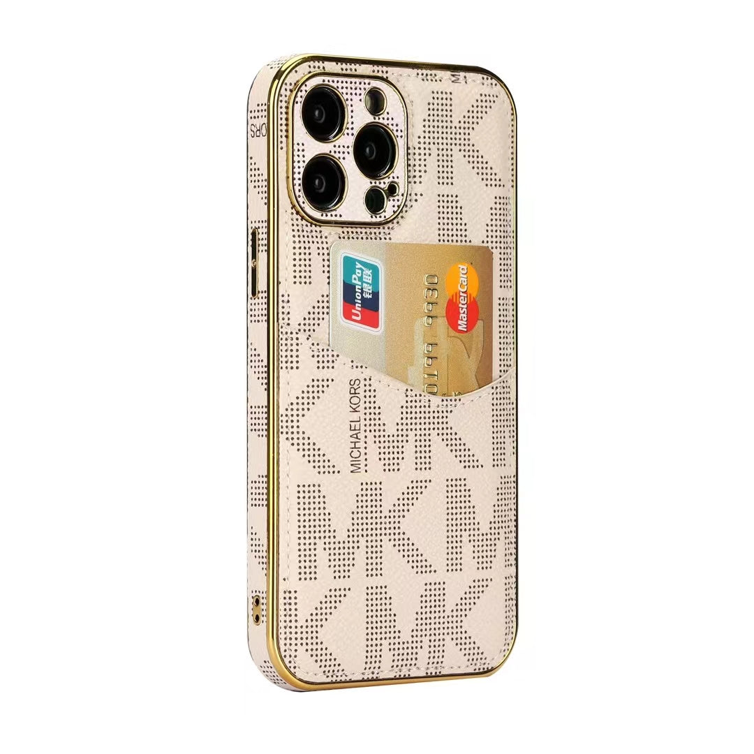 Luxury M-K-Inspired Monogram iPhone Case with Card Holder
