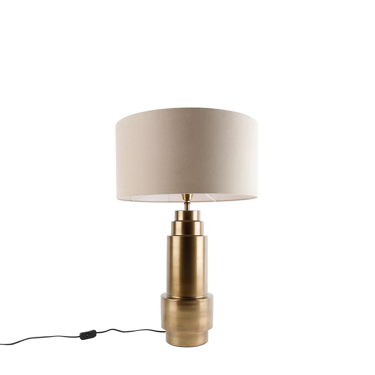 Tischlampe Bronze mit Stoffschirm in Hellbraun- Bruut