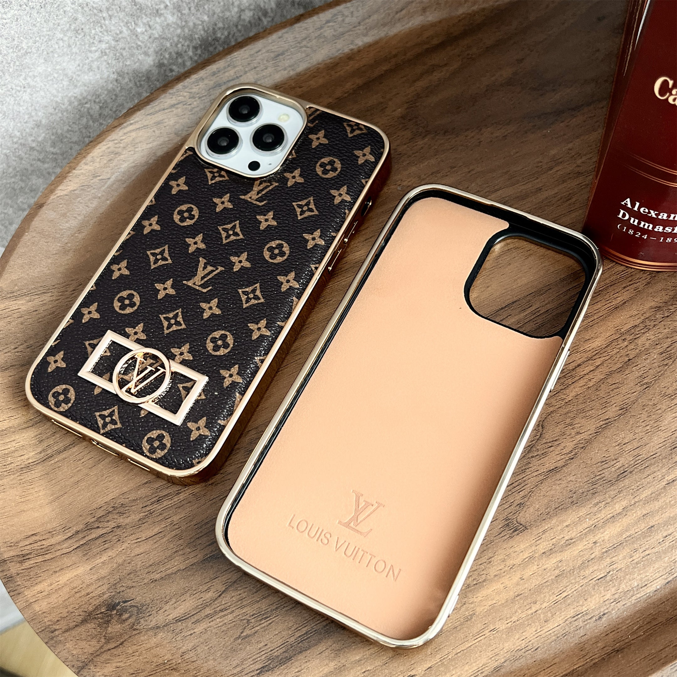 MONOGRAM CANVAS LEATHER PREMIUM ELECTROPLATING FOR IPHONE