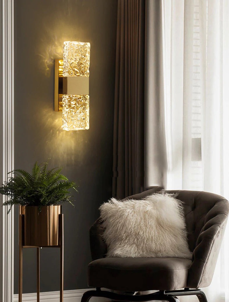 Roma - Textured Glass Crystal Wall Sconce