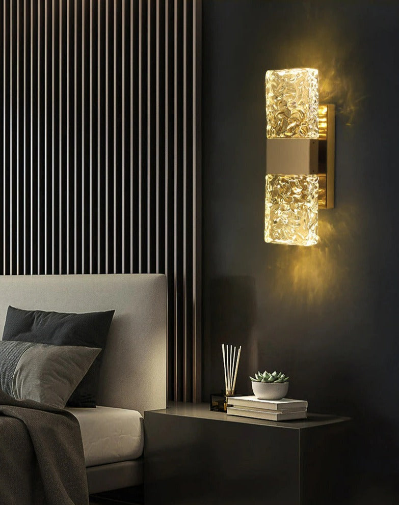 Roma - Textured Glass Crystal Wall Sconce