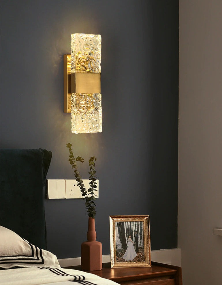 Roma - Textured Glass Crystal Wall Sconce