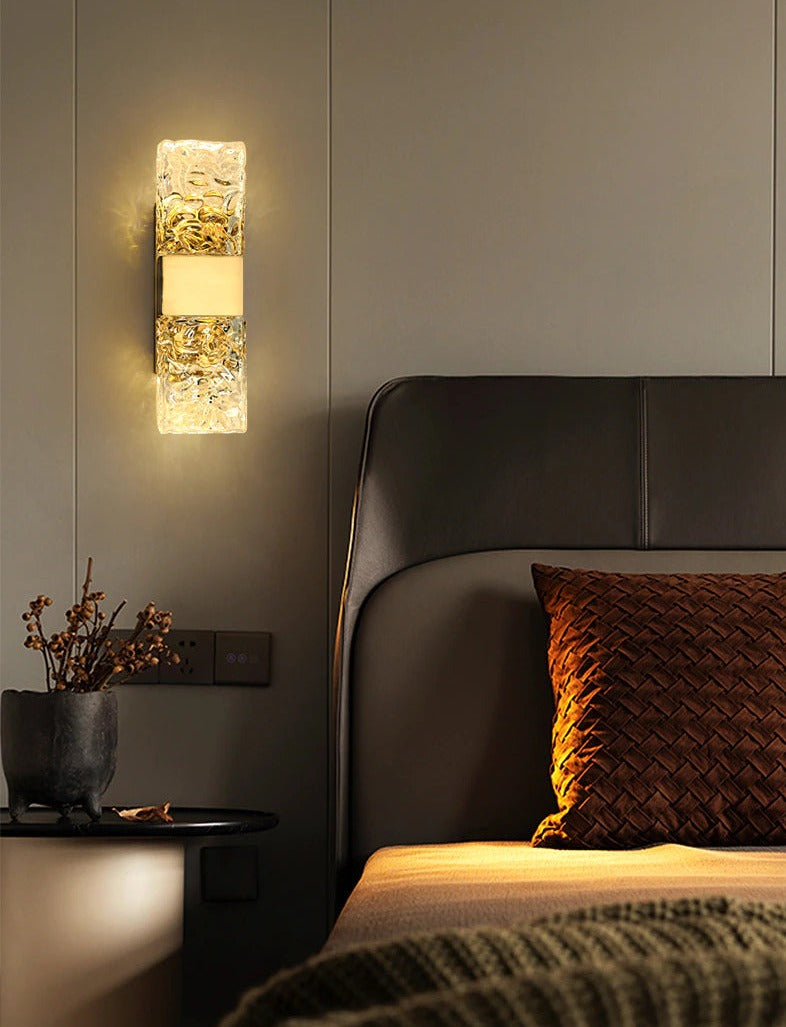 Roma - Textured Glass Crystal Wall Sconce
