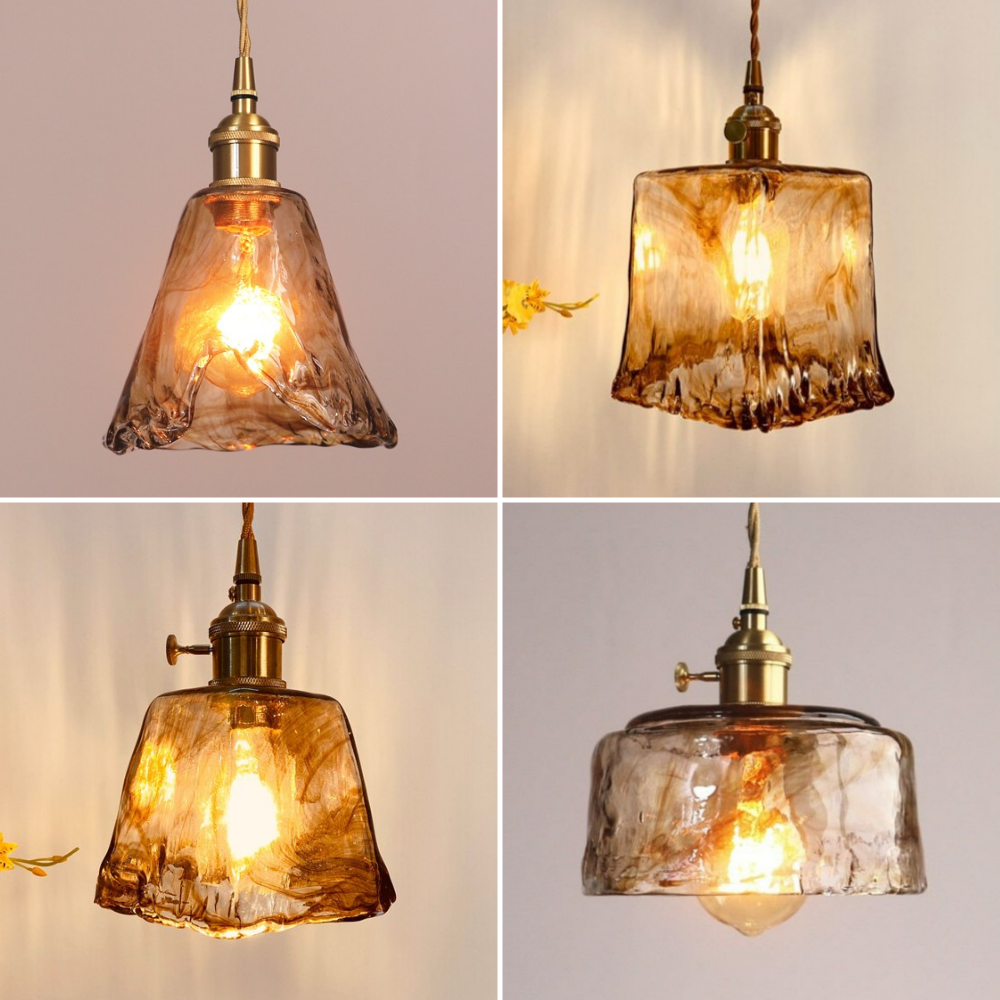 Vintage Handgeblasene Glas-Pendelleuchten