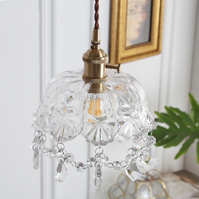 Vintage Glas Kristall Pendelleuchte