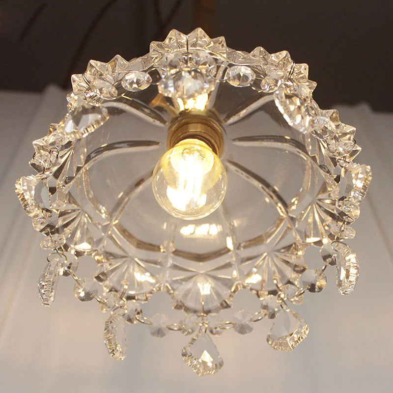 Vintage Glas Kristall Pendelleuchte